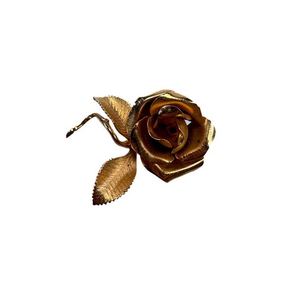 Vintage Jewelry - Brooch - Cerrito Original Gold Tone Rose Pin Brooch - 1981 - Picture 2 of 6